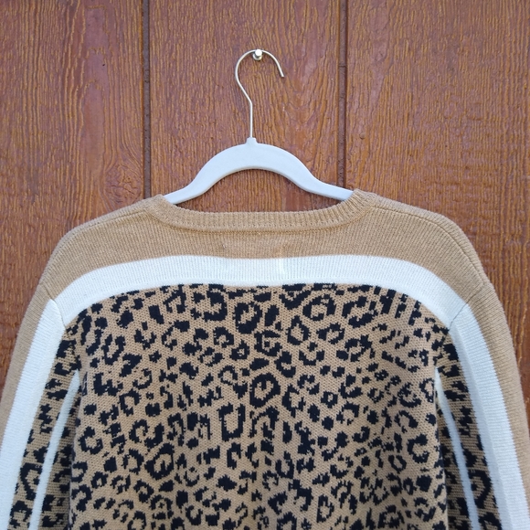 Current/Elliot Duvall Leopard Print Camel Black Wool Cashmere Cotton Sweater 2 - Picture 8 of 16